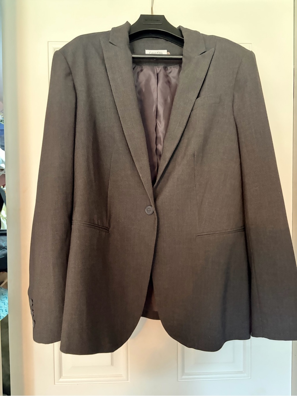 Calvin Klein Women's Charcoal Gray Single-Button Blazer